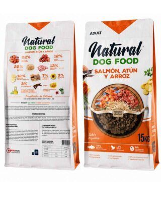 Natural Dog Food – Salmón, Atún y Arroz